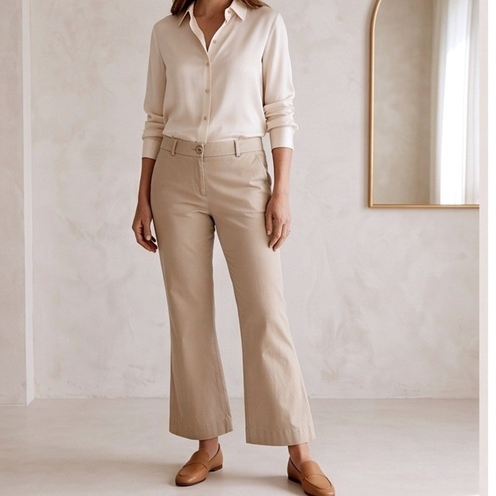 Lane Bryant Tan Khaki Wide Leg Trousers Pants 24 Short Beige Rayon Blend Stretch - Picture 11 of 12